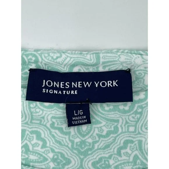 Jones New York Signature Women's Short Sleeve Green Shirt Top Size Large - Picture 5 of 9
